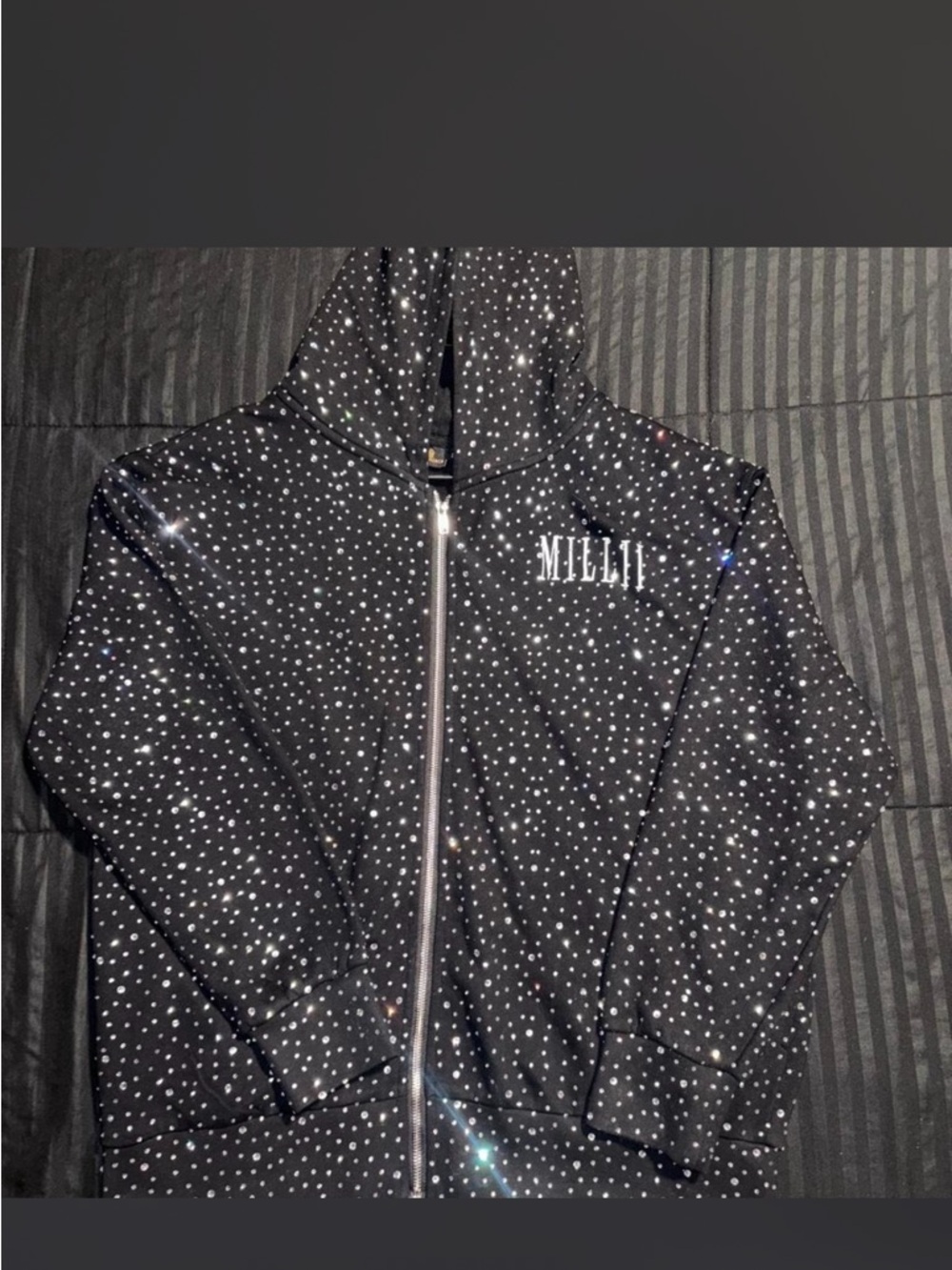 Milli Black Crystal Zip Hoodie
